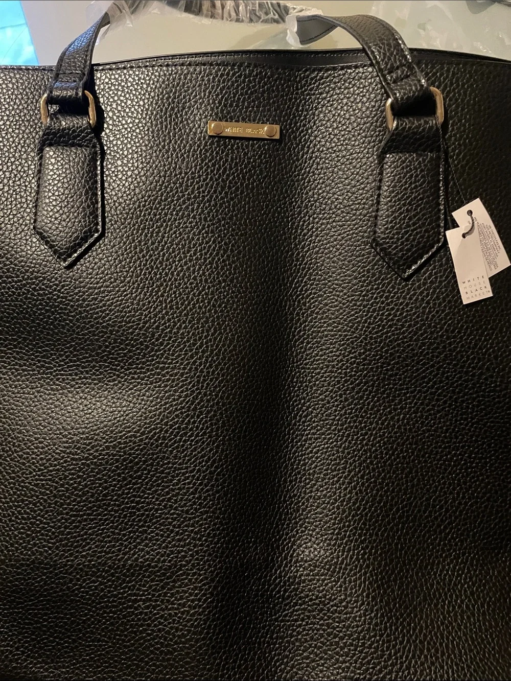 NWT | WHBM Black Faux-Leather Tote Bag